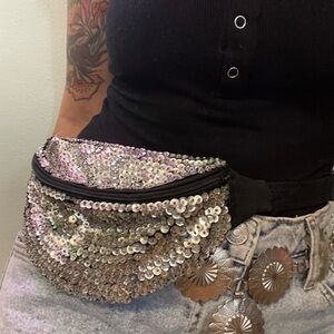 Silver Sequin Fanny Pack